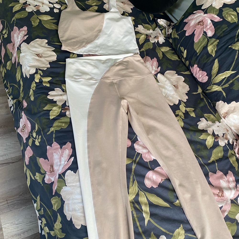 RBX Cream and Tan Activewear Set